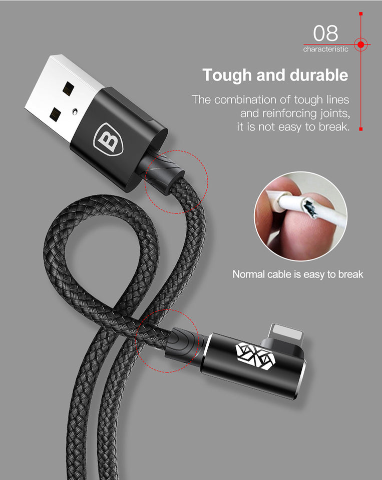 90 Degree Mobile USB Charging & Data Cable For iPhone