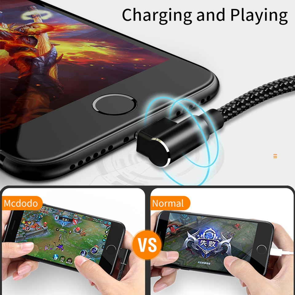 90 Degree USB Charging Data Cable for iPhone