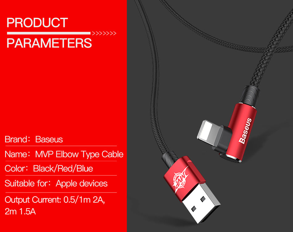 90 Degree Mobile USB Charging & Data Cable For iPhone