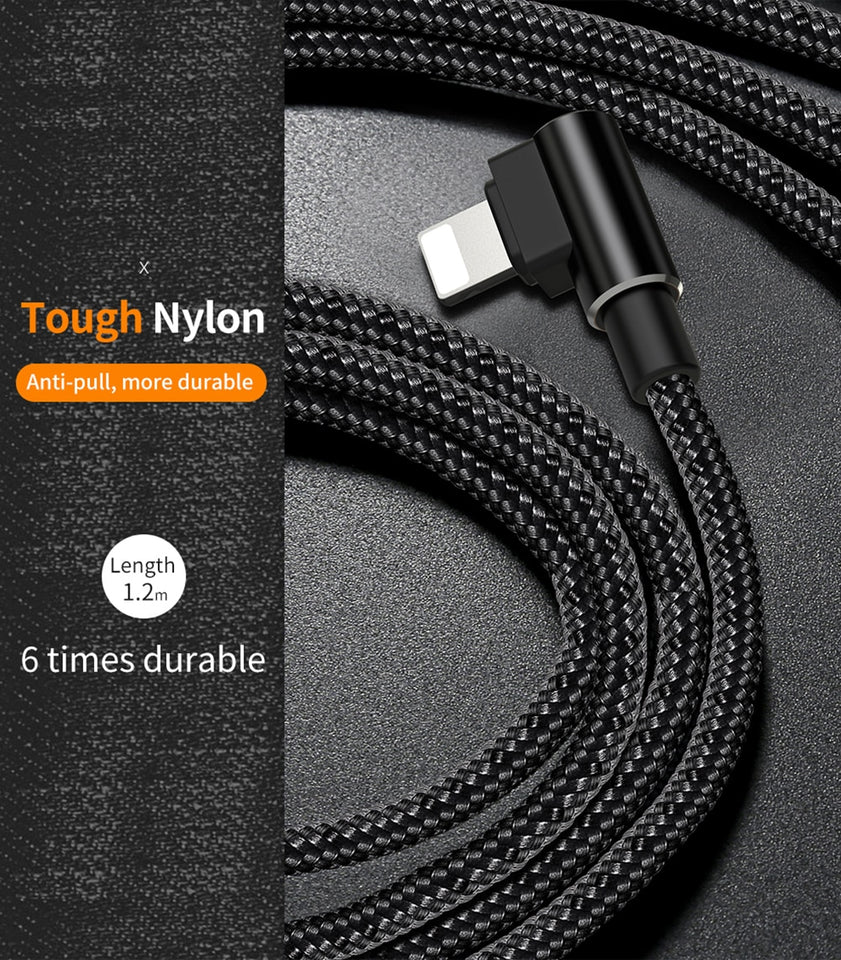 90 Degree USB Charging Data Cable for iPhone