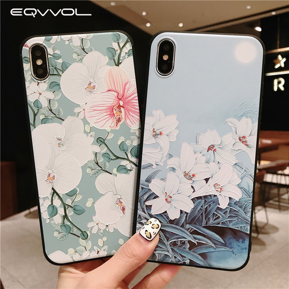 3D Emboss Flower Pattern Phone Case For iPhone