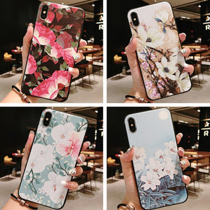 3D Emboss Flower Pattern Phone Case For iPhone