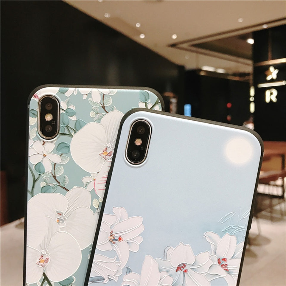 3D Emboss Flower Pattern Phone Case For iPhone