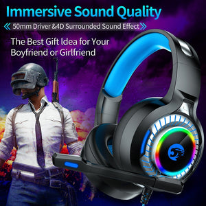 RGB LED Light Stereo Bass Gaming Headphones with Microphone