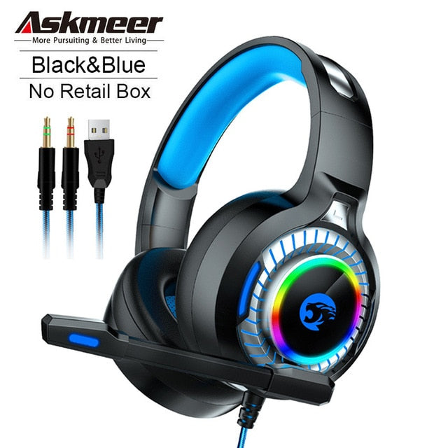 RGB LED Light Stereo Bass Gaming Headphones with Microphone