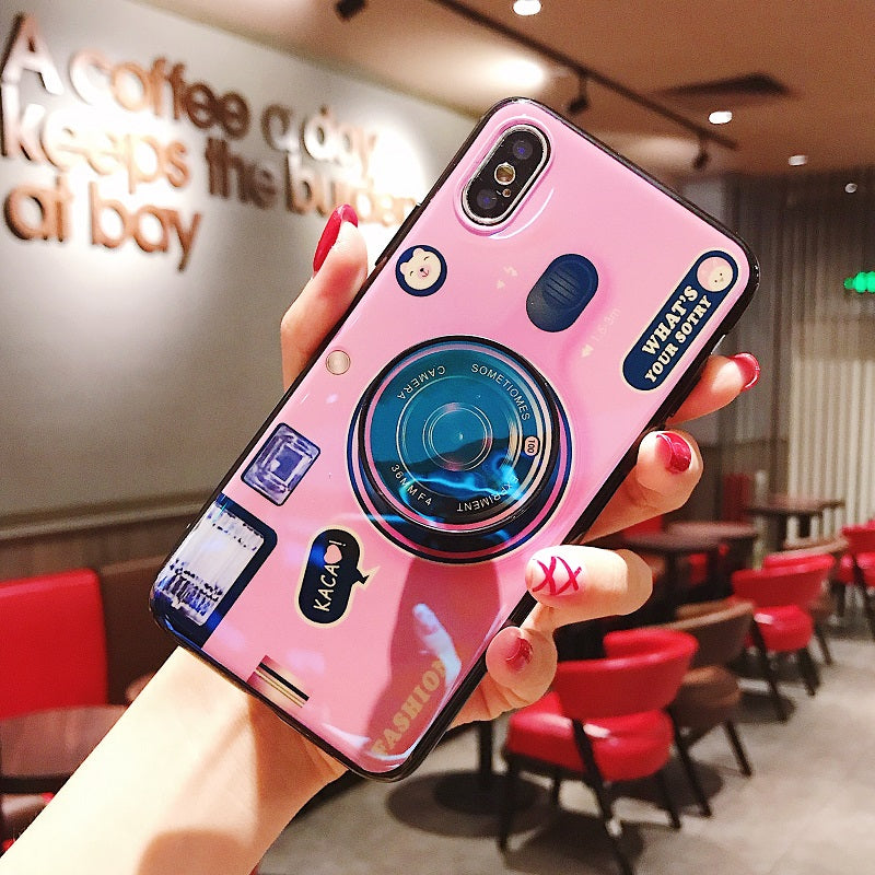 Luxury Cute Camera Phone Case With Holder For iPhone