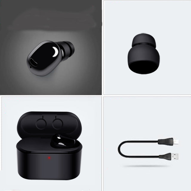 Wireless Mini Bluetooth Earphones With Single Microphone Charging Box