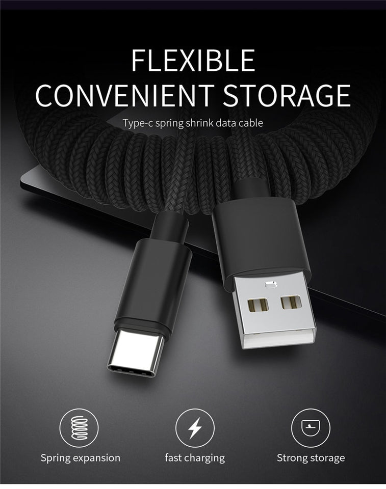 Nylon Type C, Micro USB & iphone Charging Charge Cable